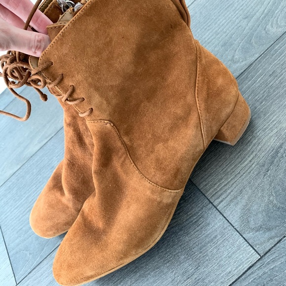 SOLD!!🎄SPECIAL $35 free shipping🎄ZARA Brown Suede Leather Lace Booties Sz41/(10) - Picture 3 of 6